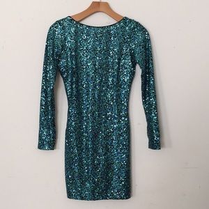 SOLD! God Save LA Lola Turquoise Sequin Mini NWT